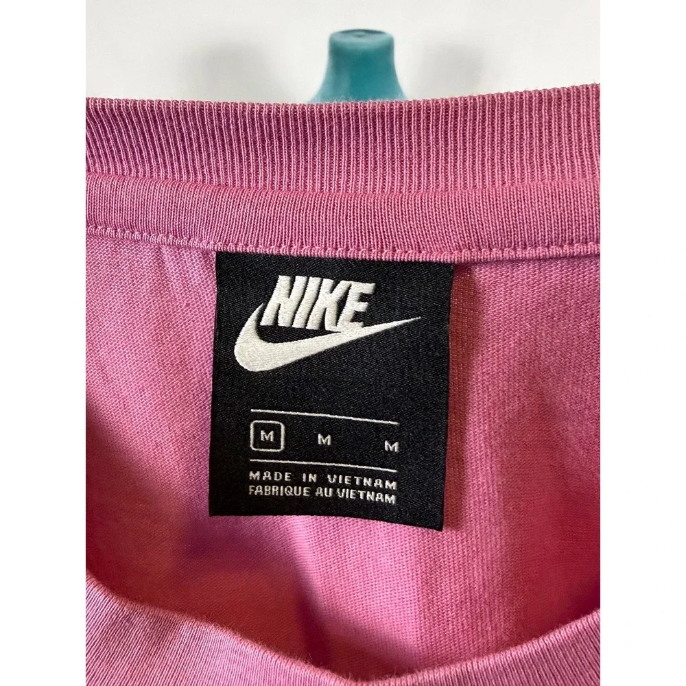 Nike Womens Pink White‎ Colorblock Script Logo Crewneck Sweatshirt Medium